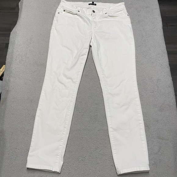 Eileen Fisher Jeans 6 White Organic Cotton Stretch Straight Excellent 27" Inseam - Picture 1 of 9